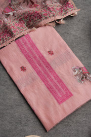 Velour Vignettes Pink Cotton Unstitched Suit Set